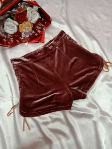 Velvet Lace-Up Shorts