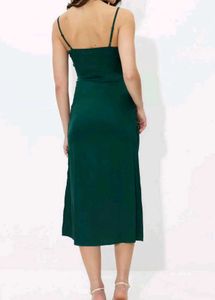 SAVANA Green Satin Dress