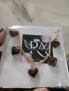 Heart Charm Bracelet With Real Rose
