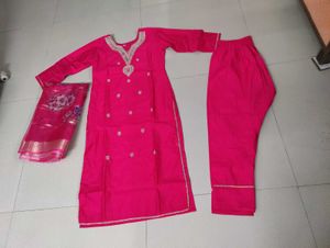 pink Embroidered Kurta Set