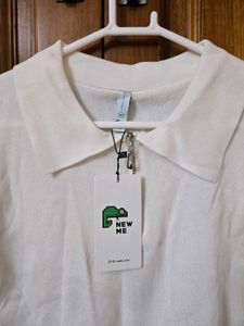 Off White Spread Collar Top