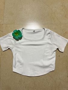 White Square Neck Crop Top