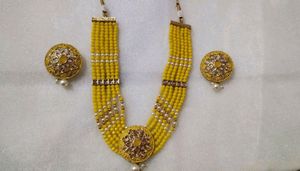 Mustard Colour Necklace With Earings