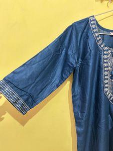 Teal Embroidered Kurti