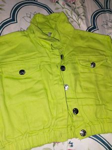 Lime Green Cropped Jacket and Skirt