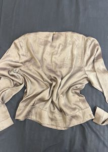 Elegant Greyish Silver Satin Top