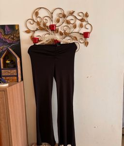 H&amp;M Gathered Black Ribbed Trouser