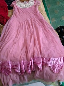 Elegant Pink Ethnic Gown With Duppata