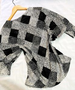 Y2k Patterned Monochromatic Knit Top D
