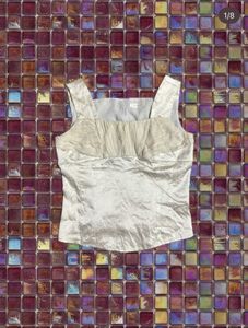 Y2K Off White Satin Top Vintage