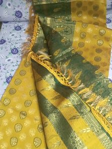 Elegant Green &amp; Gold Saree