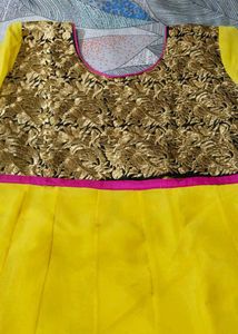 Yellow Stitch Anarkali Kurta Set