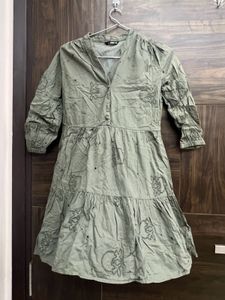 Green A Line Mini Dress