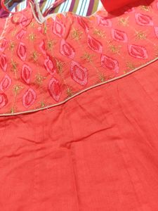 Coral Embroidered Dress - Beautiful Kurti