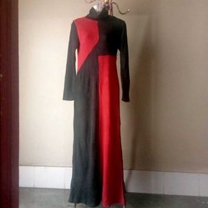 Vintage Color Block Maxi Dress
