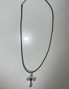 Y2k Black Cross Necklace Aesthetic ‪♡