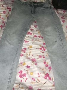 Distressed Gray Denim Jeans