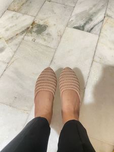 Peach-Gold Ballerina Flats