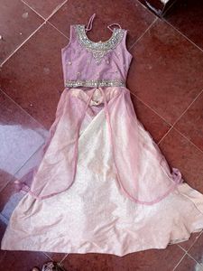Girl's Embellished Pink Lehenga Choli