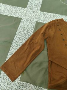 Brown Top with Eyelet Detail