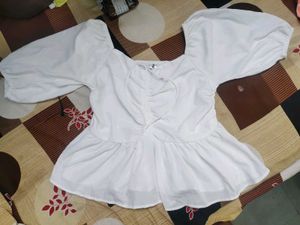 White Puff Sleeve Top