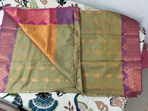 Elegant Green &amp; Pink Saree