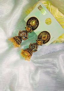 Gold Oxidised Large Jhumka✨