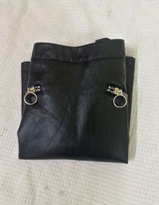 High Waisted Leather Mini Skirt