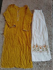Yellow As White kurti Set