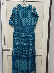 Teal Printed Maxi Dress