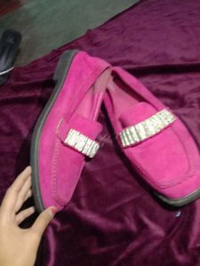Pink Embellished Loafers