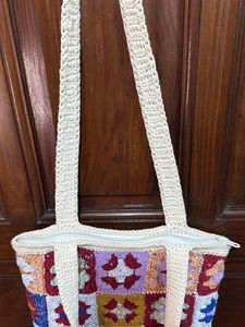 Floral Patchwork Crochet Bali Bag