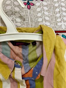 Lifestyle Multicoloured Shirt style crop top