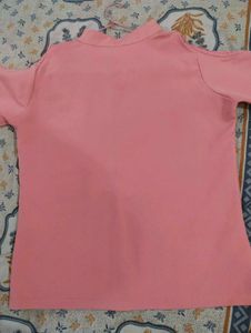 Stylish Pink Shoulder Cut Top