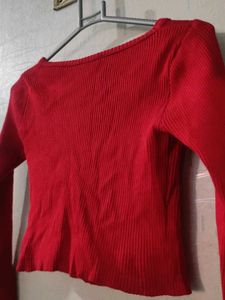 Red Square Neck Crop Top