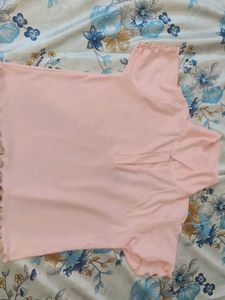Peach Ruffle Trim Top