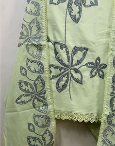 Lime Green Cotton Embroidery Suit