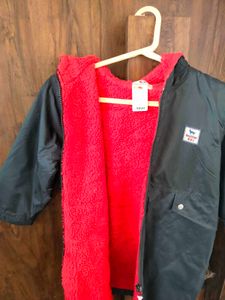 Stylish long Kids Black Hooded Jacket