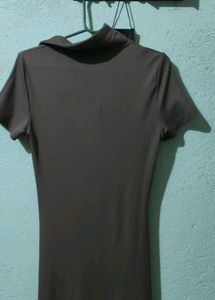 Brown Midi Shirt Dress