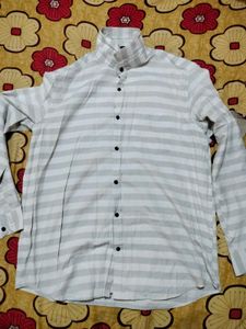 Striped Mandarin Collar Shirt
