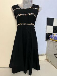 Korean Black Flared One Piece