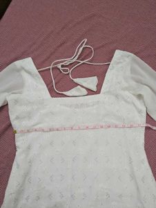 White Lace Kurti And Pants Set