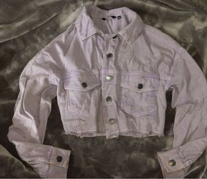Lilac Cropped Denim Jacket