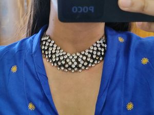 Oxidised Rhinestones Chokar/ Necklace