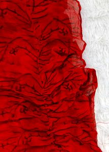 Red Cotton +chiffon Frill Dress
