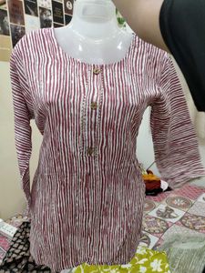 Striped Cotton Short Kurti