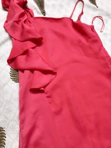 Vero Moda Pink Ruffle One Shoulder Slimfit Dress