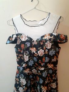 Fun And Flowers Black Skater Dress