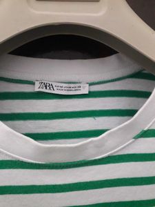 ZARA green Striped Tee