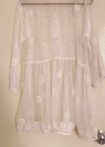 White Embroidered Sheer Tunic Top